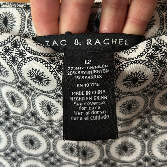 Zac & Rachel Black White Geometric Capri Pants – Size 12 - Picture 4 of 6